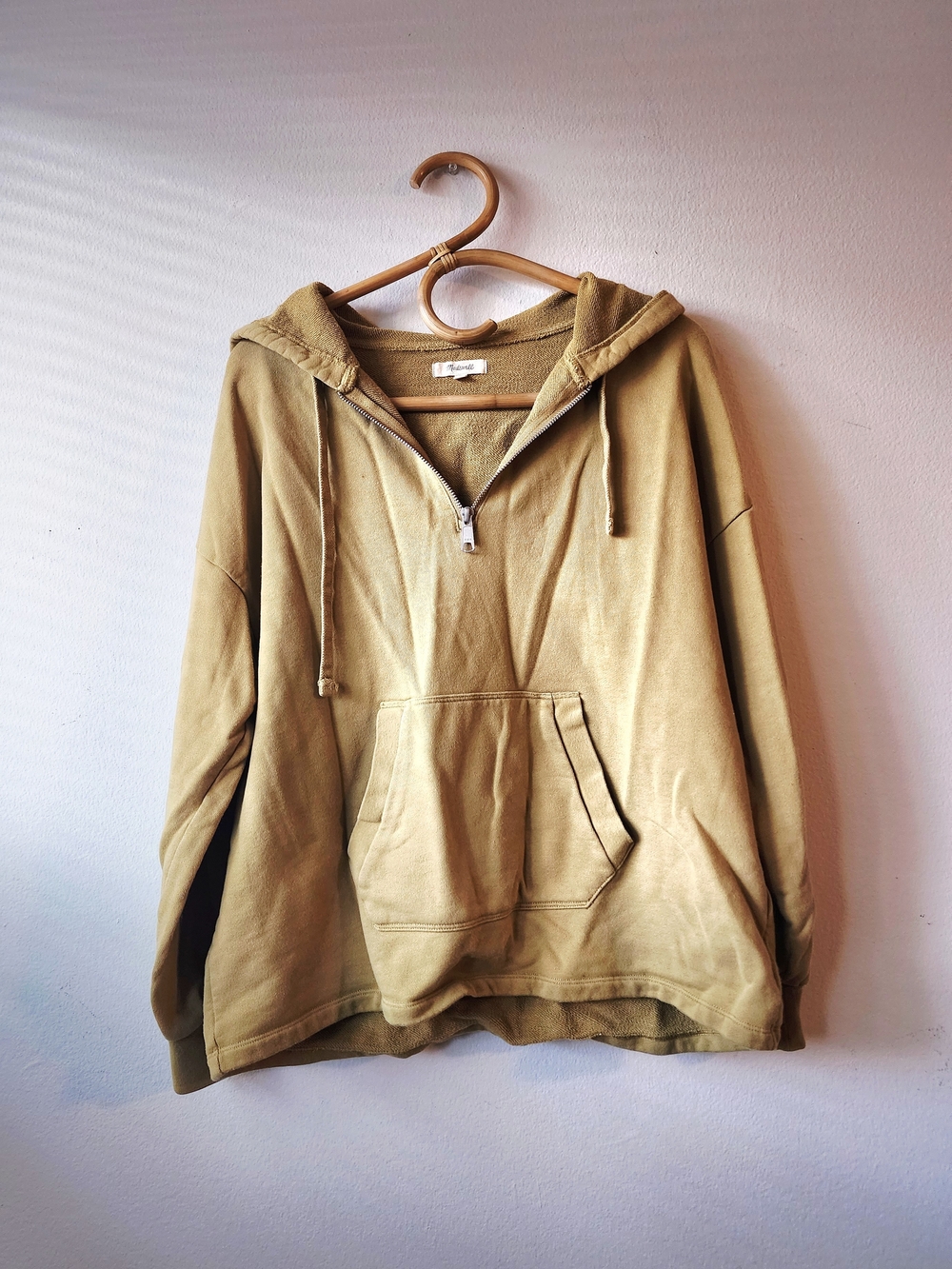 Madewell Mustard/Brown Half-Zip Hooded Sweatshirt